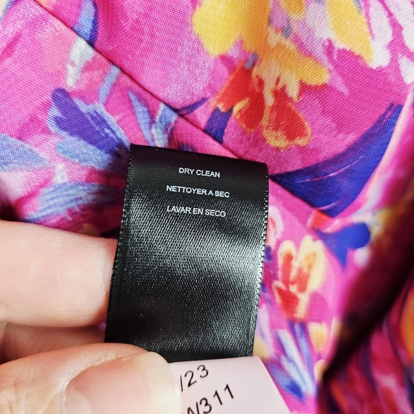 Tahari ASL Pink Printed Cold-Shoulder Asymmetric-Ruffle Dress NWT - Picture 16 of 16